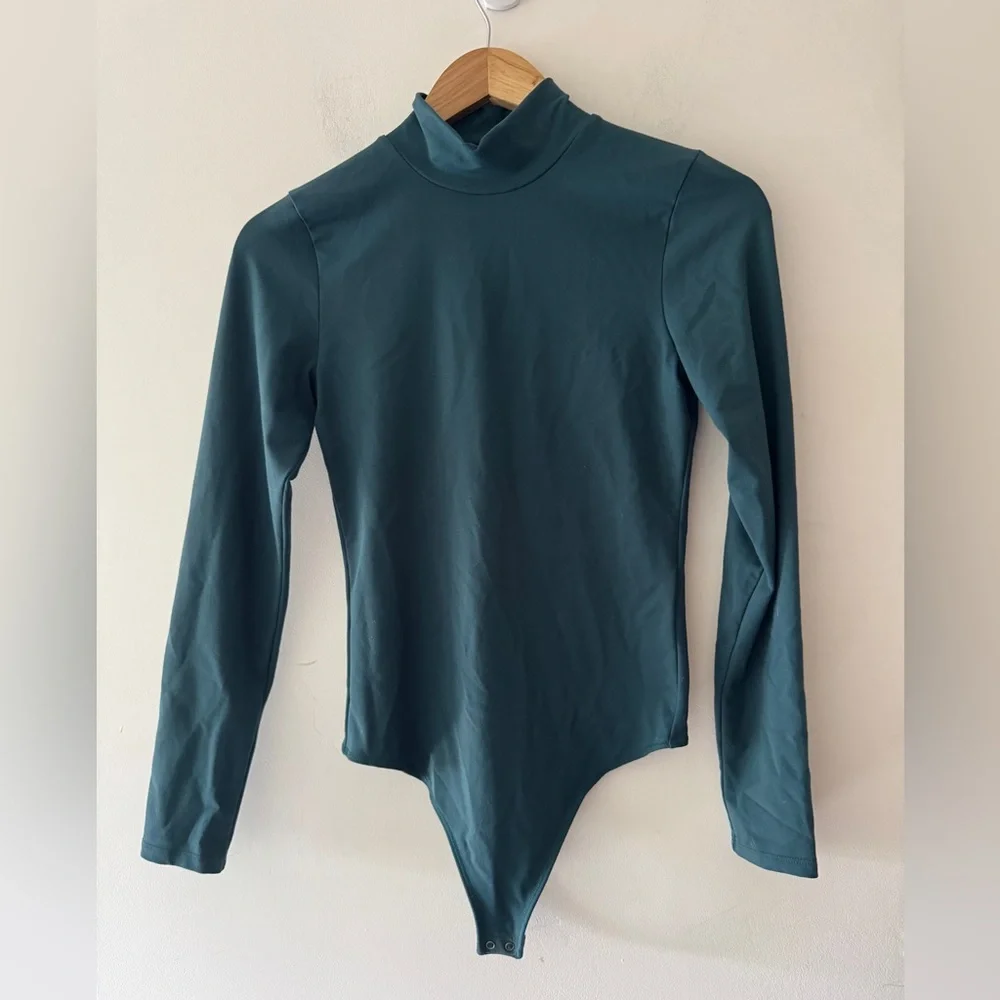 Abercrombie & Fitch Teal Mock Neck Long Sleeve Soft A&F Collection Bodysuit - Picture 1 of 4